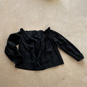 Black flowy off the shoulder black long sleeve with ruffles